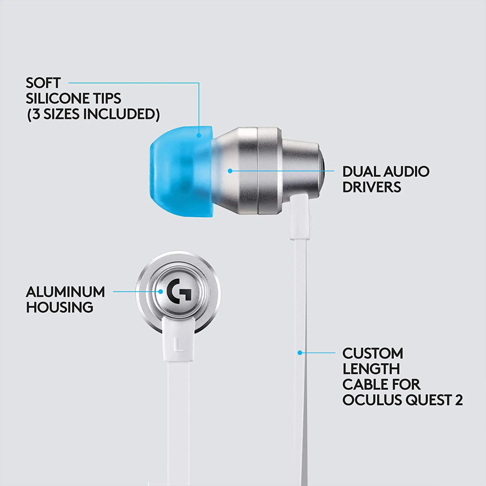 Logitech G333 VR Gaming Earbuds for Oculus Quest 2 - Image 6